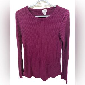 A New Day Women's Long Sleeve Ribbed Top - Purple